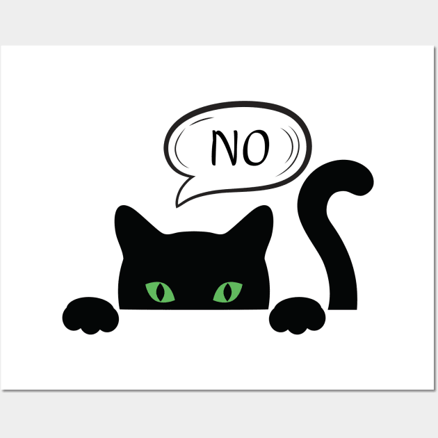 black cat says no Wall Art by A tone for life